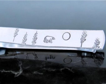 Polar Bear Tie Clip, Personalized Engraved Tie Bar, Polar Bear Gift for Men, Custom Groomsmen Tie Clip, Bear Wedding, Anniversary Gift