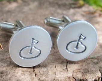 Golf Cufflinks, Personalized Initial Cuff Links, Engraved Golfer Gift for Men, Golf Wedding Groomsmen Gift, Groom Best Man Gift, Golf Dad