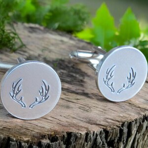 Personalized Deer Antler Cufflinks, Engraved Hunting Cuff Links, Groomsmen Gift, Hunter Gift for Men, Rustic Wedding, Groom Best Man Gift
