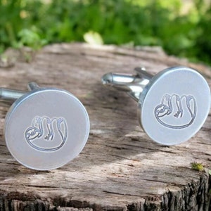 Sloth Gifts, Engraved Cufflinks, Custom Cufflinks, Groom Cufflinks, Groomsmen Cufflinks, Wedding Cufflinks, Father of the Bride