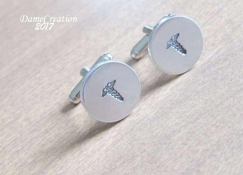 Doctor Cufflinks, Groom Cufflinks, Groomsmen Cufflinks, Custom Cufflinks, Engraved Cufflinks, Wedding Cufflinks, Silver Cufflink, Cuff Links image 1