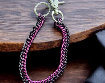 Handmade Anodized Aluminum Chainmail Wallet Chain: Biker Punk Goth