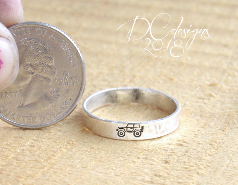 Jeep Ring Sterling Silver Ring Jeep Wrangler Custom Ring Etsy