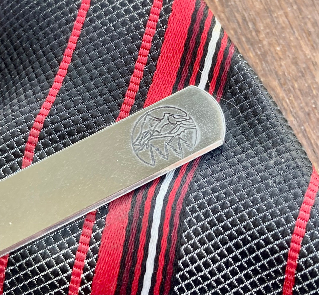 Mountain Tie Clip, Mountain Wedding, Custom Tie Clip, Engraved Tie Bar