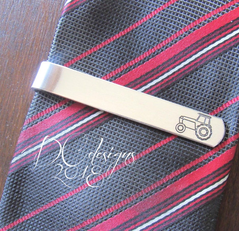 Tractor Tie Clip, Farm Wedding, Father of the Bride, Personalized Tie Bar, Custom Tie Clip, Engraved Tie Bar, Rustic Wedding, Birthday Gift image 7