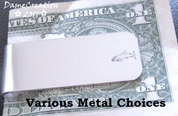 Fly Fishing, Monogram Money Clip, Engraved Money Clip, Custom