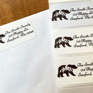 Personalized Address Labels, Return Address Labels, Bear, Grizzly Bear, Custom Return Address Labels, Mountain Stickers, Hiking Stickers