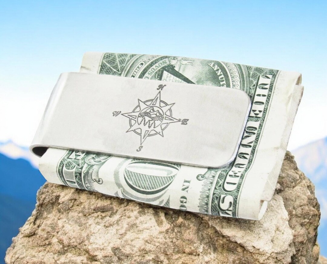 Engraved Compass Money Clip: Custom Metal Wallet, Groomsmen Gift - Etsy