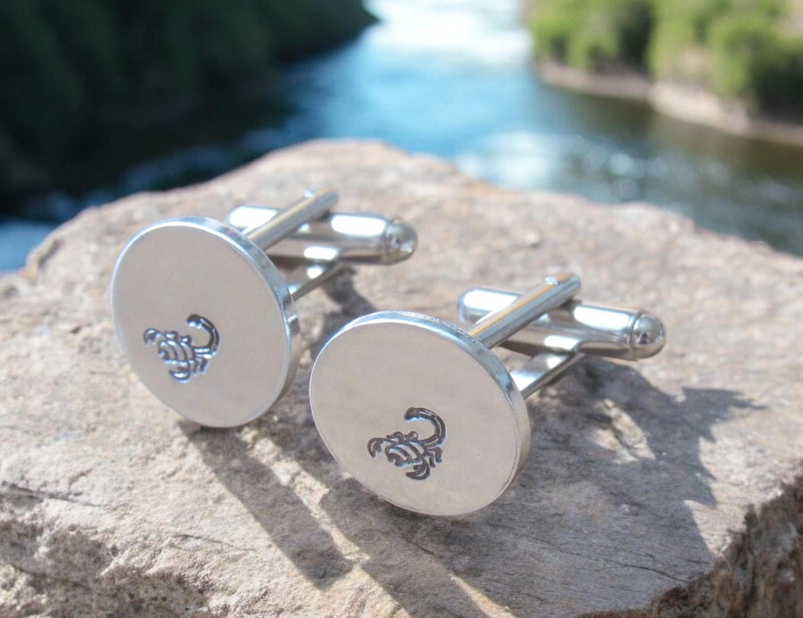 Scorpion Cufflinks: Personalized Anodized Aluminum, Groomsmen Gift