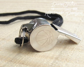 Personalized Coach Whistle, Engraved Stainless Steel Whistle with Lanyard, Custom Sports Gift, Coach Gift, Referee Whistle, Team Gift