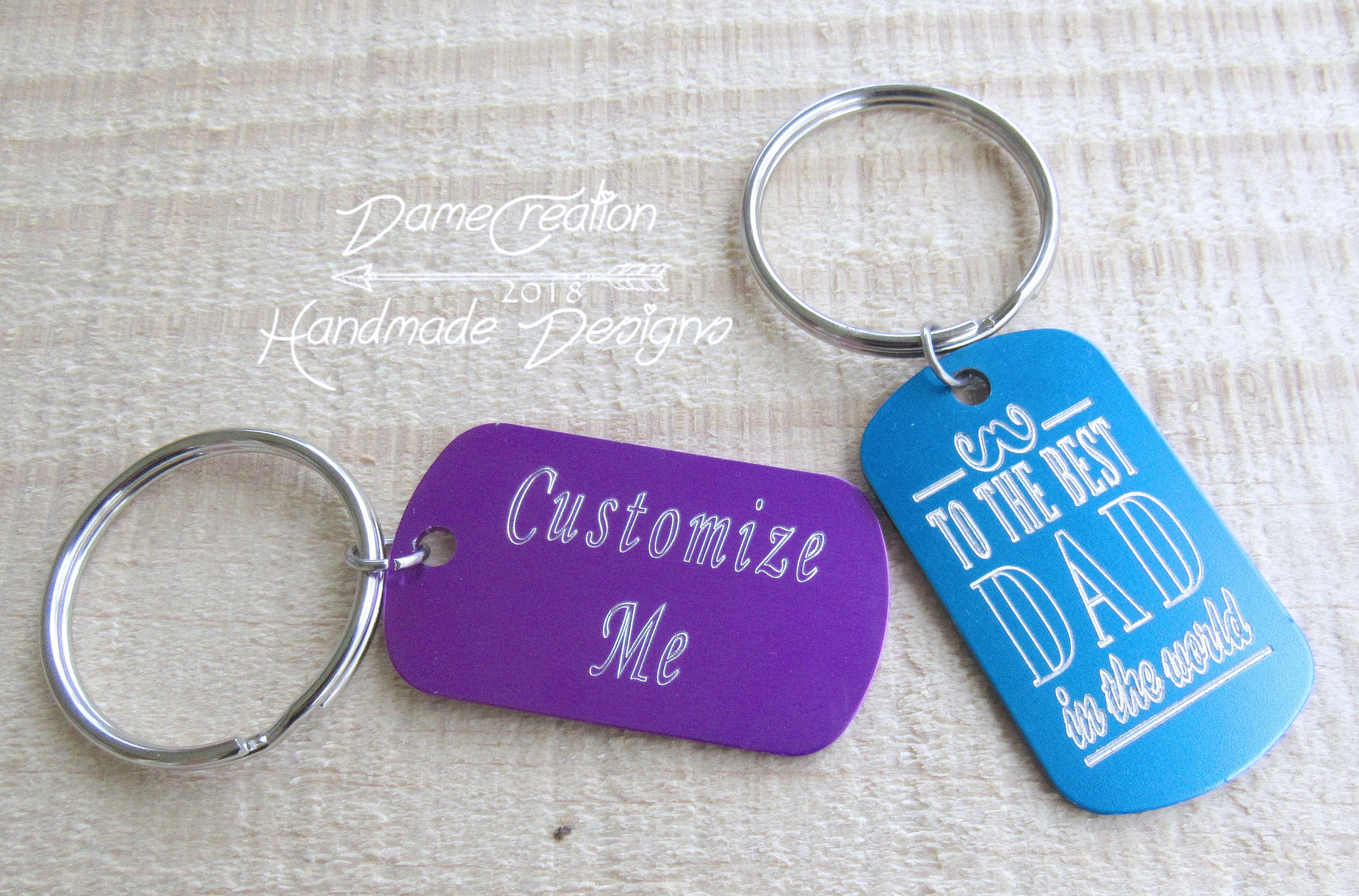 Personalized Dog Tag Engraved Name Key Chain Ring Custom Bar
