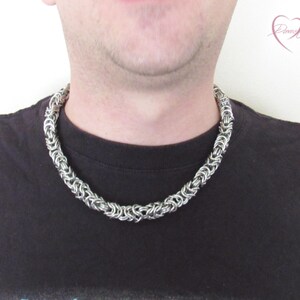 Chainmail Necklace, Chainmaille, Silver Necklace, Mens Necklace, Chain ...