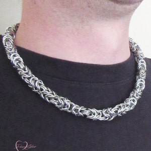Chainmail Necklace, Chainmaille, Silver Necklace, Mens Necklace, Chain Necklace, Mens Jewelry, Chainmail, Necklace for Men, Birthday Gifts