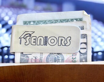 Engraved Grad Cap Money Clip: Personalized Metal Wallet