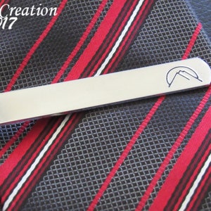 Mountain Tie Clip, Mountain Wedding, Engraved Tie Clip, Groomsmen Tie Clip, Personalized Tie Bar, Tie Clip Personalize, Anniversary Gift