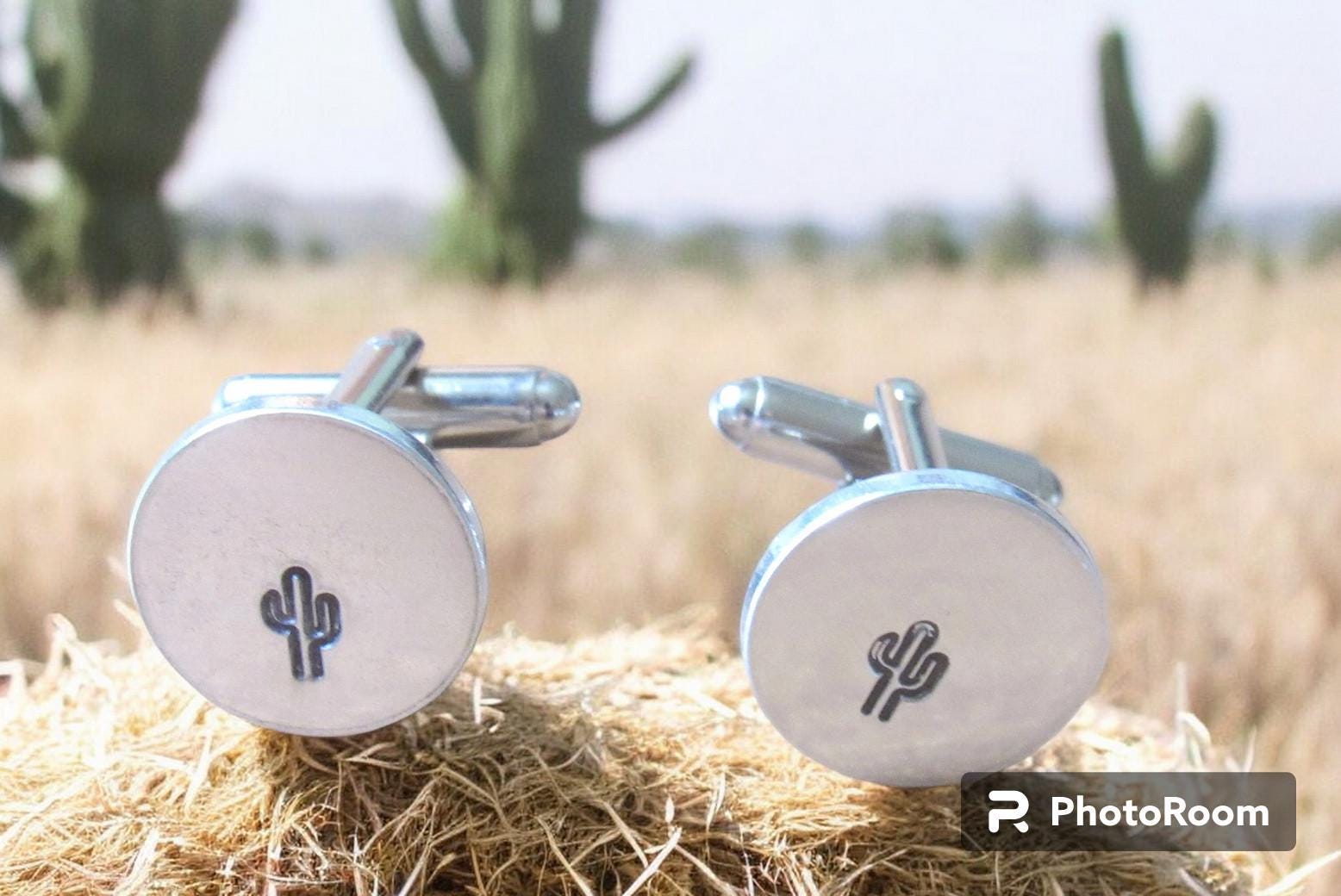 Cactus, Cacti, Personalized Cufflinks, Best Man Cufflinks, Custom Cufflinks, Groom Cufflinks, Groomsmen Cufflinks, Engraved Cufflinks