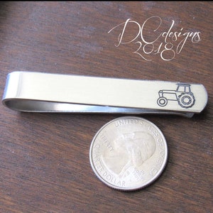 Tractor Tie Clip, Farm Wedding, Father of the Bride, Personalized Tie Bar, Custom Tie Clip, Engraved Tie Bar, Rustic Wedding, Birthday Gift image 5