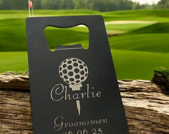Engraved Golf Bottle Opener: Stainless Steel Wedding Favors, Credit Card Bottle Openers