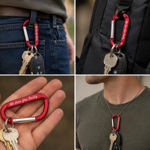 Engraved Carabiner Keychain: Personalized Aluminum Carabiner Clasp, Custom Carabiner, Several Colors image 7