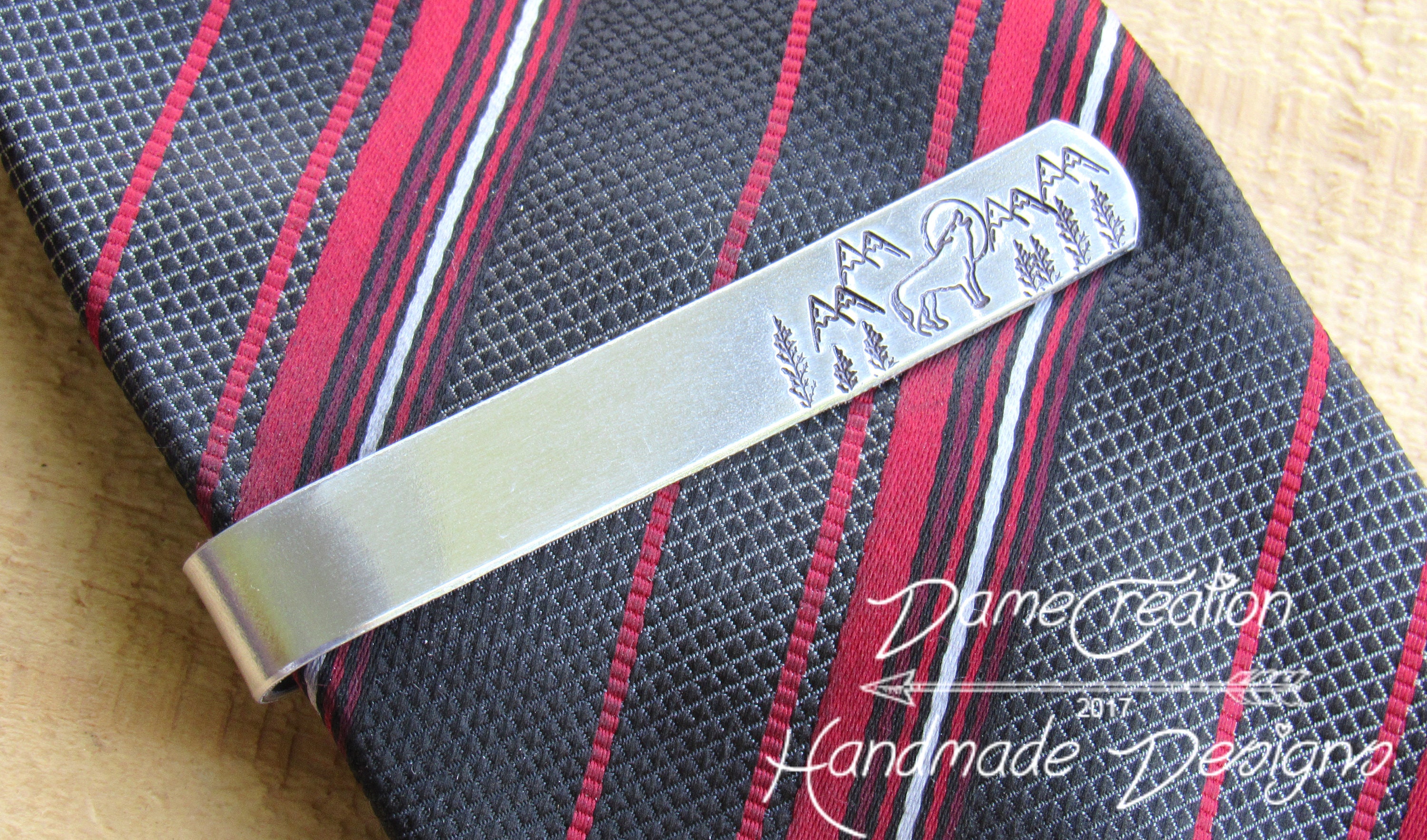 Mountain Tie Clip Wolf Tie Clip Personalized Tie Clip Etsy