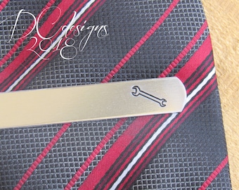 Wrench, Mechanic, Handyman Gift, Personalized Tie Bar, Custom Tie Clip, Groomsmen Tie Clip, Father of the Bride, Christmas Gifts