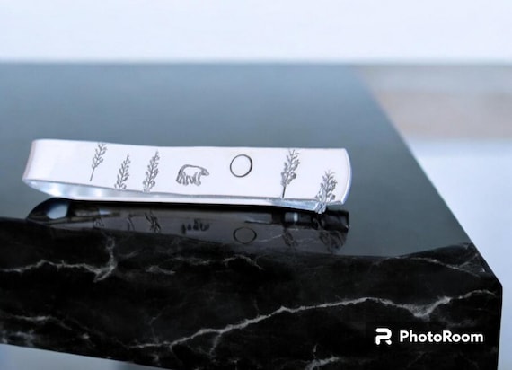 Polar Bear Gifts, Personalized Tie Bar, Custom Tie Clip, Groomsmen Tie Clip, Bear Wedding, Anniversary Gifts, Engraved Tie Clip