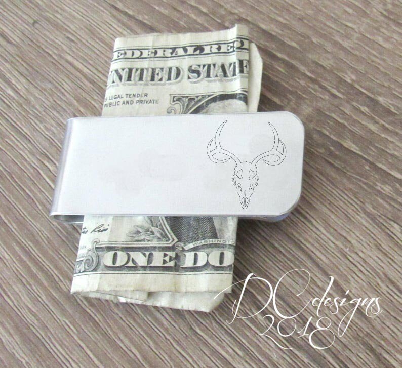 Custom Money Clip Hunting Gifts for Men Money Clips for Men Hunting Gifts Engraved Money Clip Antler Silver Money Clip