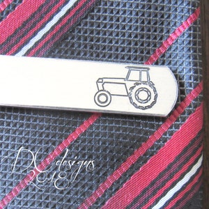 Tractor Tie Clip, Farm Wedding, Father of the Bride, Personalized Tie Bar, Custom Tie Clip, Engraved Tie Bar, Rustic Wedding, Birthday Gift image 1