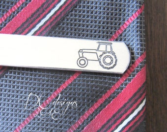 Tractor Tie Clip, Farm Wedding, Father of the Bride, Personalized Tie Bar, Custom Tie Clip, Engraved Tie Bar, Rustic Wedding, Birthday Gift