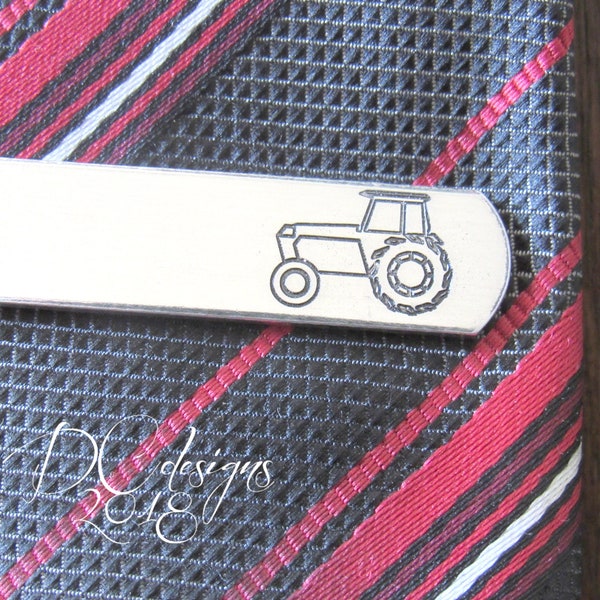 Tractor Tie Clip, Farm Wedding, Father of the Bride, Personalized Tie Bar, Custom Tie Clip, Engraved Tie Bar, Rustic Wedding, Birthday Gift