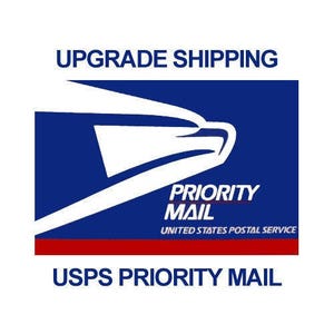 May include: Upgrade shipping option for USPS Priority Mail, featuring the United States Postal Service logo with a blue background and red stripe, and the text "PRIORITY MAIL" in white.