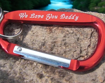 Engraved Carabiner Keychain: Personalized Aluminum Carabiner Clasp, Custom Carabiner, Several Colors