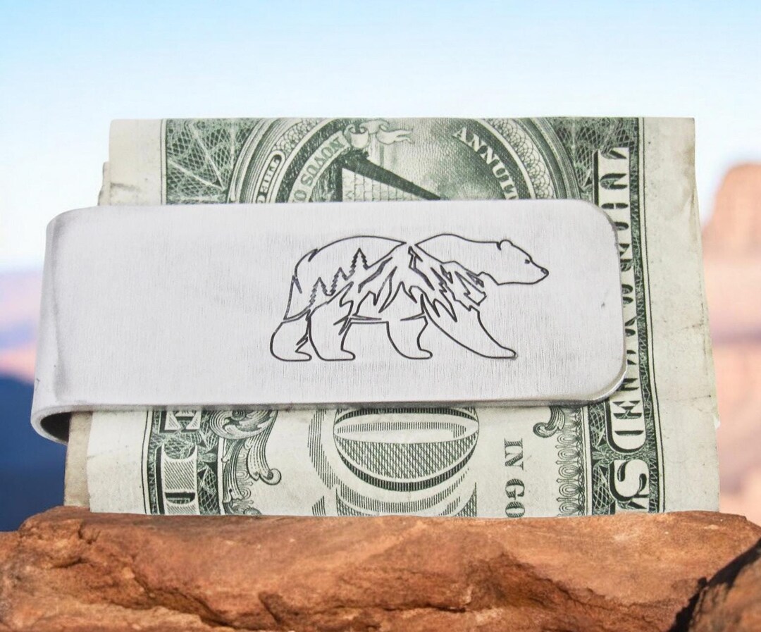 Engraved Grizzly Bear Money Clip: Custom Metal Wallet - Etsy