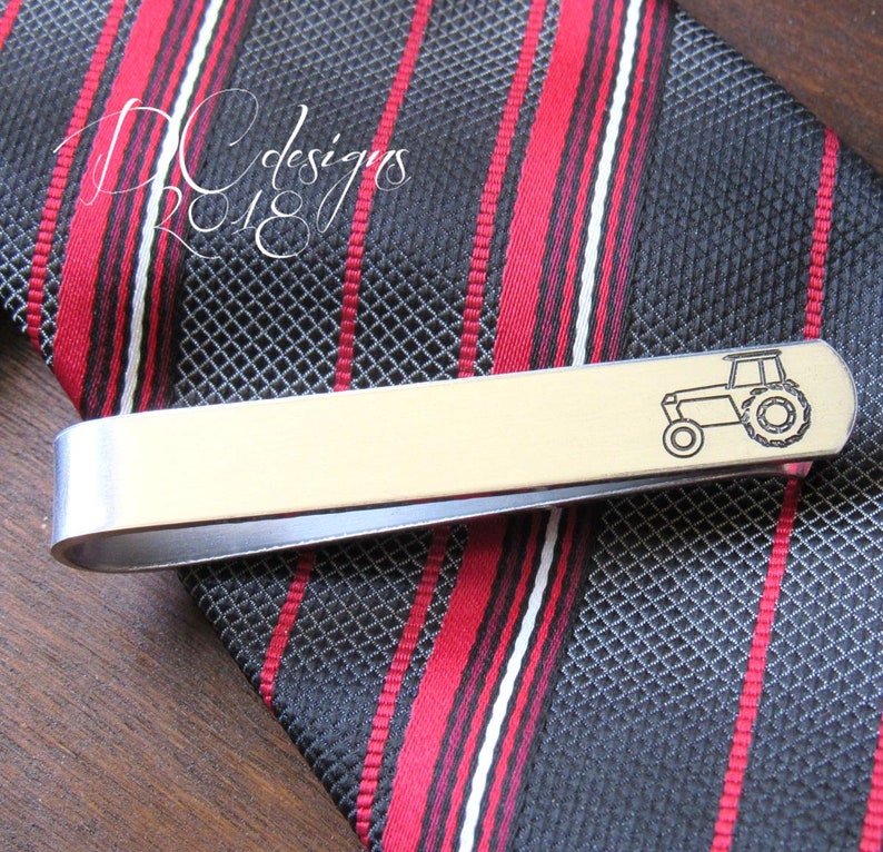 Tractor Tie Clip, Farm Wedding, Father of the Bride, Personalized Tie Bar, Custom Tie Clip, Engraved Tie Bar, Rustic Wedding, Birthday Gift image 6