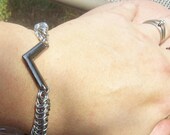 Silver Chevron Bracelet - Stainless Steel - Chainmaille Bracelet - V Bracelet - Chevron Wedding - Chevron Bracelet - Chevron