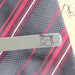 Drummer Gifts, Personalized Tie Bar, Engraved Tie Bar, Custom Tie Clip, Groomsmen Tie Clip, Best Man Gift, Music Tie Bar, Music Lover Gift