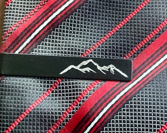 Mountain Tie Clip, Personalized Tie Bar, Custom Tie Clip, Mountain Wedding, Groomsmen Tie Clip, Colorado Wedding, Birthday Gifts