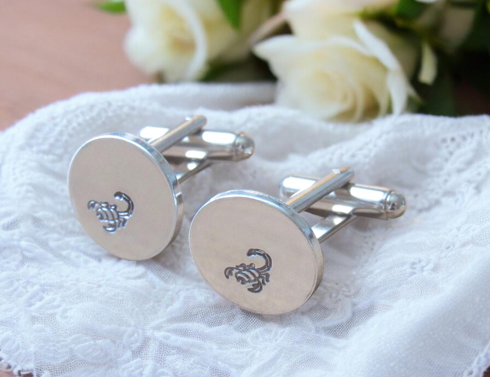 Scorpion Cufflinks: Personalized Anodized Aluminum, Groomsmen Gift