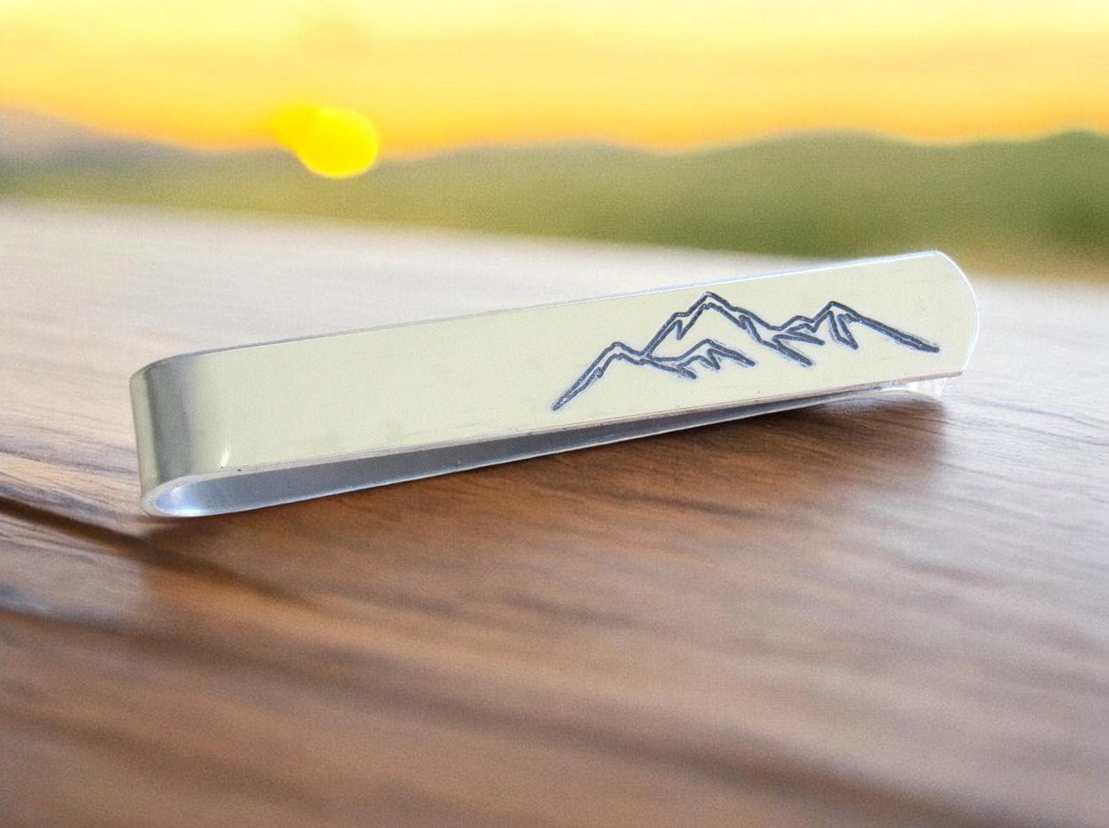 Personalized Tie Clip, Birthday Gift for Boyfriend, Mountain Tie Clip, Mountain Tie Bar, Custom Tie Clip, Stocking Stuffers