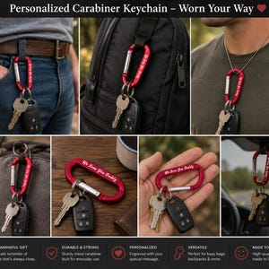 Engraved Carabiner Keychain: Personalized Aluminum Carabiner Clasp, Custom Carabiner, Several Colors image 6
