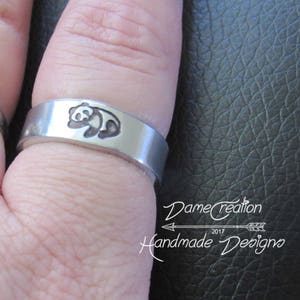 Panda Ring, Panda Bear, Engraved Rings, Personalized Rings, Custom Rings, Other Metal Choices, Silver Band Rings, Christmas Gifts