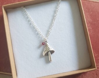 Toadstool necklace, large mushroom necklace, mushroom charm necklace