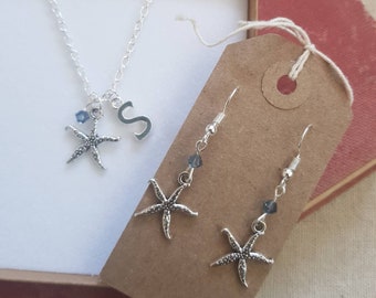 Starfish earrings, starfish necklace, starfish jewellery, personalised starfish gift, sea them gift, ocean jewellery, beach theme gift