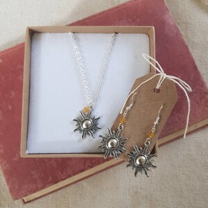Sun earrings, sun necklace, sun jewellery, personalised gift, initial necklace, sun charm, sunshine jewelry, sunshine gift, Ray of sunshine