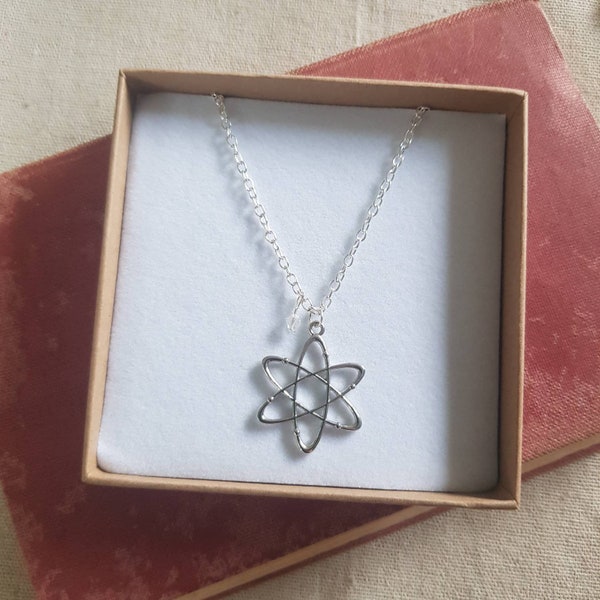 Atom necklace, personalised atom necklace, initial necklace, science gift, personalised gift, science jewellery, teacher gift, geeky gift