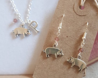 Pig earrings, pig necklace, pig jewellery, personalised pig gift, pig charm, animal jewellery, personalised necklace, farm gift, homestead