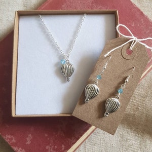Balloon earrings, balloon necklace, hot air balloon earrings, hot air balloon necklace, aeronaut jewellery, hot air balloon gift, aeronaut
