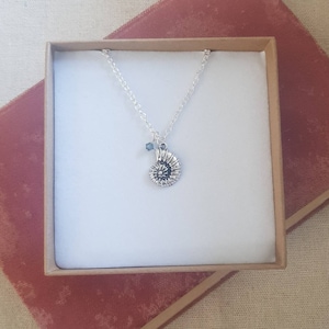 Ammonite necklace, fossil charm necklace, fossil necklace, archaeology gift, paleontology gift, fossil hunting, ammonite jewelry