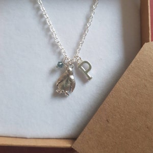 Penguin necklace, personalised penguin necklace, initial necklace, penguin charm, penguin gift, personalised gift, penguin jewellery