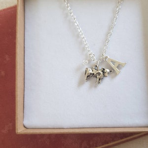 Cow necklace, personalised cow necklace, initial necklace, cow charm, cow gift, personalised gift, cow jewellery, farm animal jewellery